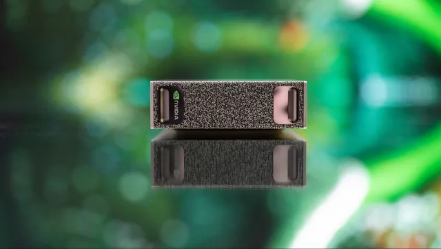 DGX Spark desktop unit, front view on blurred green background DGX Spark (GB10)
