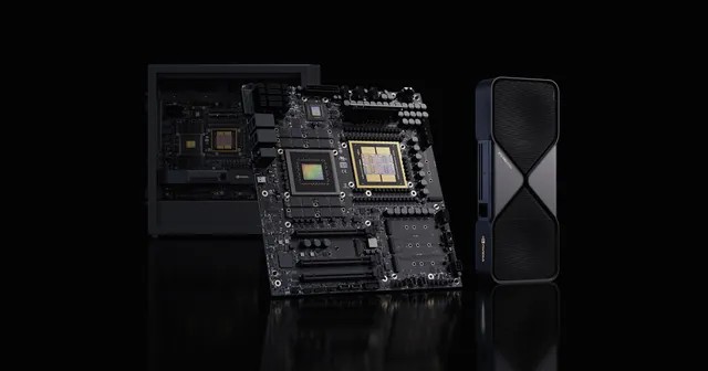 DGX Station render: GB300 Grace Blackwell Ultra desktop motherboard with chassis and add-in card DGX Station (GB300)